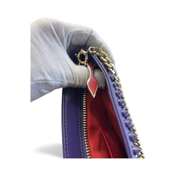 Christian Louboutin Chain shoulder Leather bag studs Spike Pouch Pik Pik Purple - Picture 7 of 10
